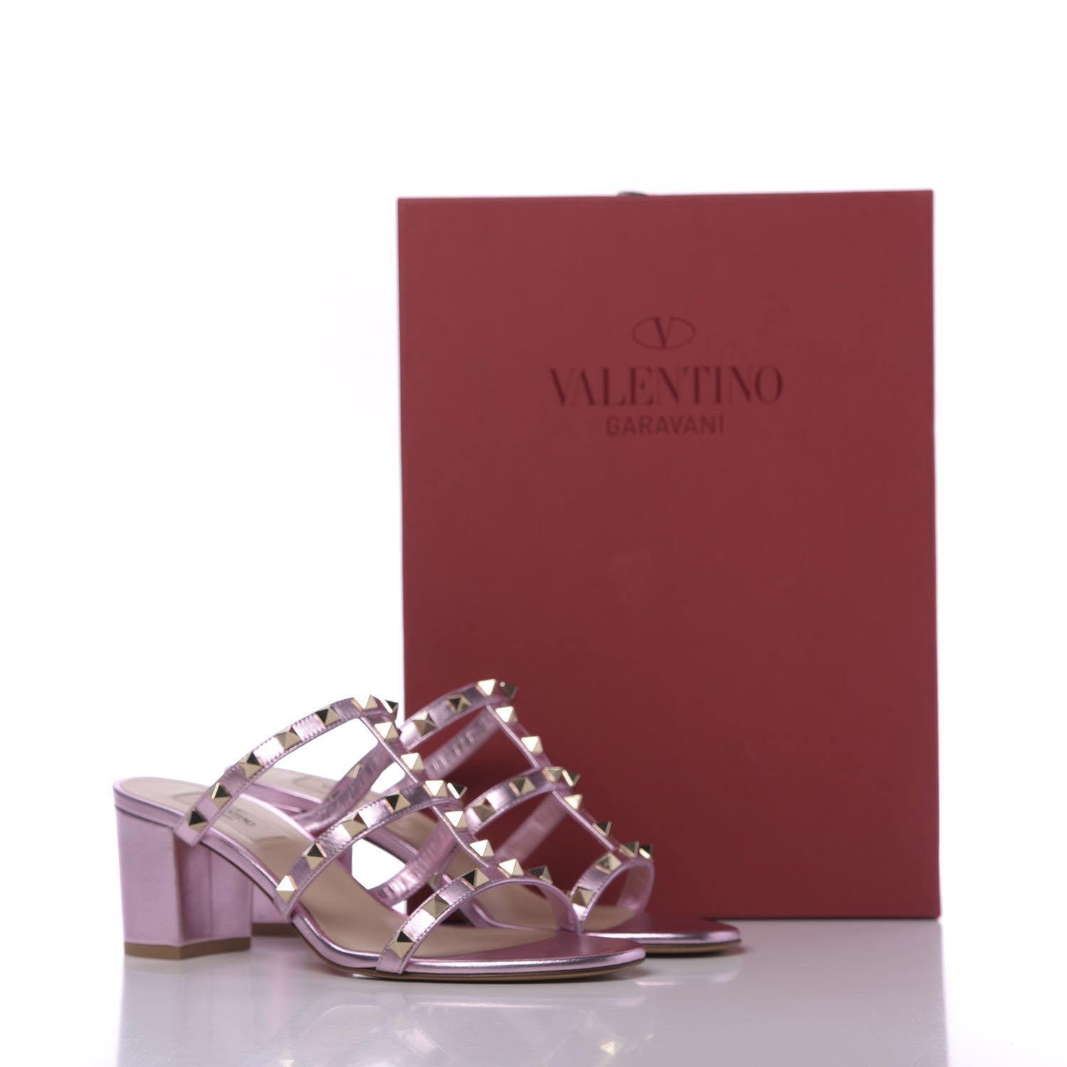 Valentino Garavani Metallic Nappa Rockstud 60mm Caged Slide Sandals 38.5 Giacinto 11 of 11
