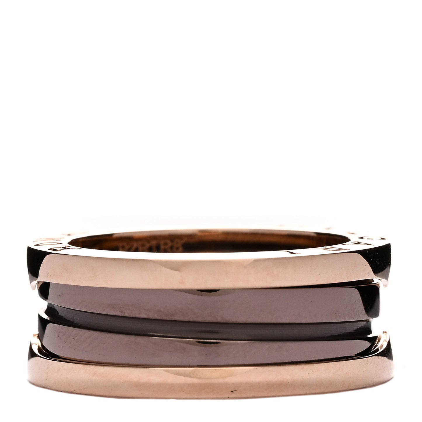18K Rose Gold Bronze Cermet Roma B.Zero1 Two-Band Ring 52 6