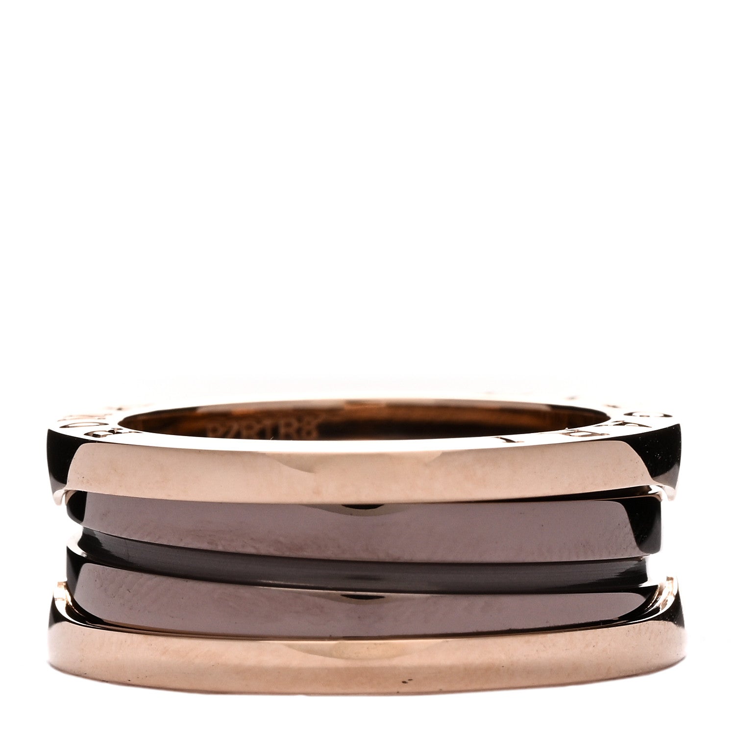 Bulgari 18K Rose Gold Bronze Cermet Roma B.Zero1 Two-Band Ring 52 6 2 of 5