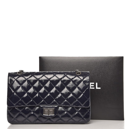 Chanel Distressed Patent Quilted 2.55 Reissue 227 Flap Dark Blue 10 of 10