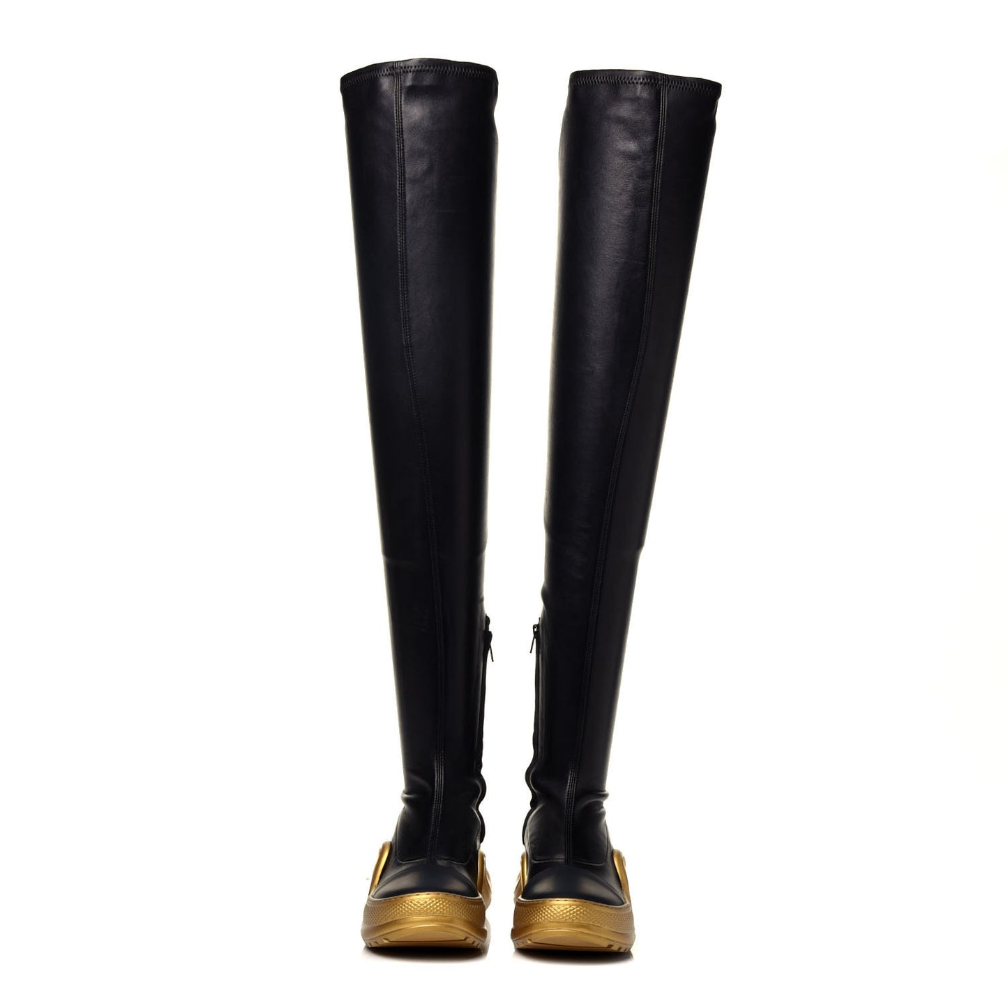 Lambskin LV Archlight Flat Thigh Boots 36 Black Gold