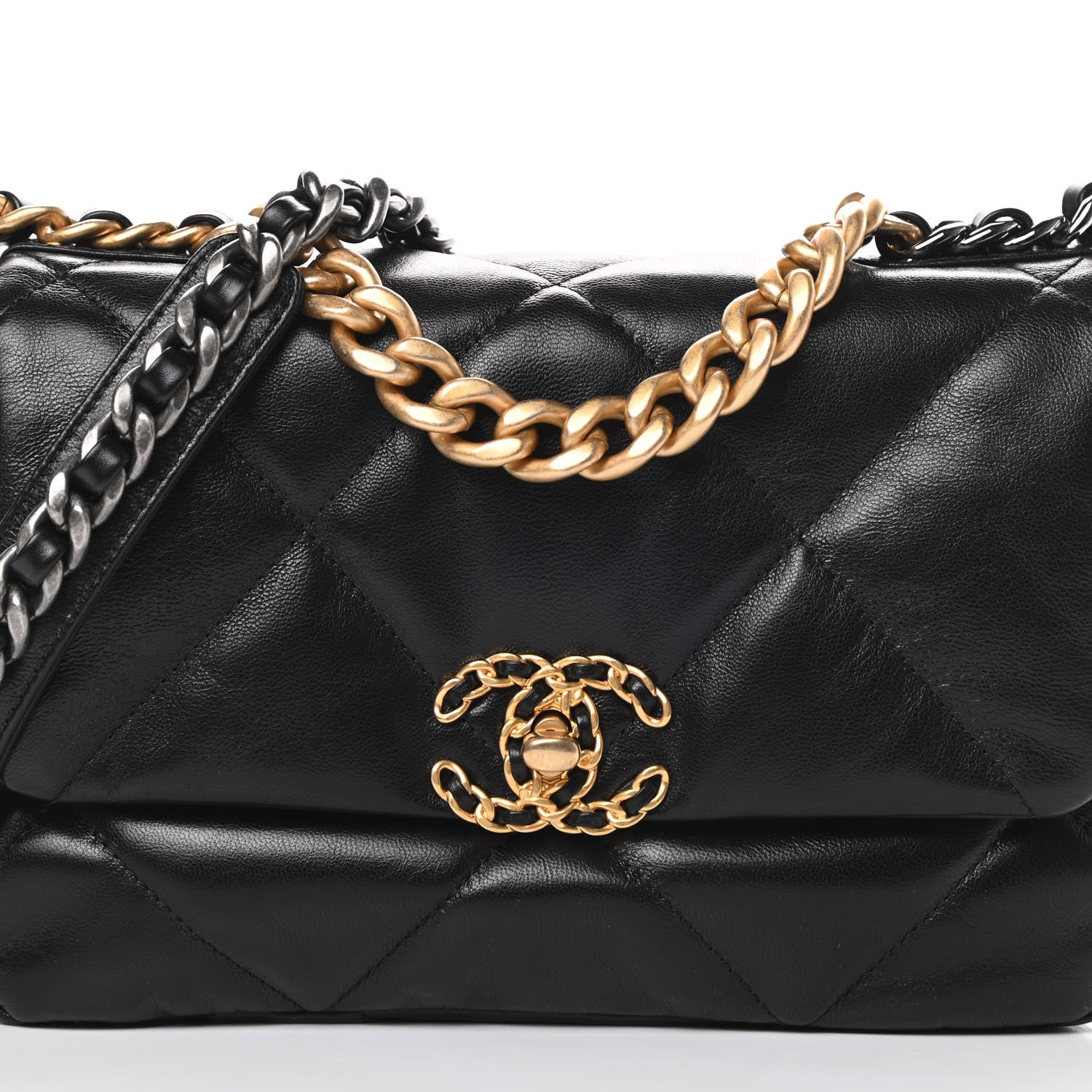 Chanel Goatskin Quilted Medium 19 Flap Black 8 of 11
