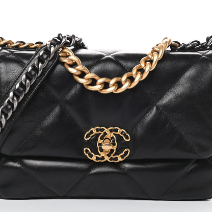 Chanel Goatskin Quilted Medium 19 Flap Black 8 of 11