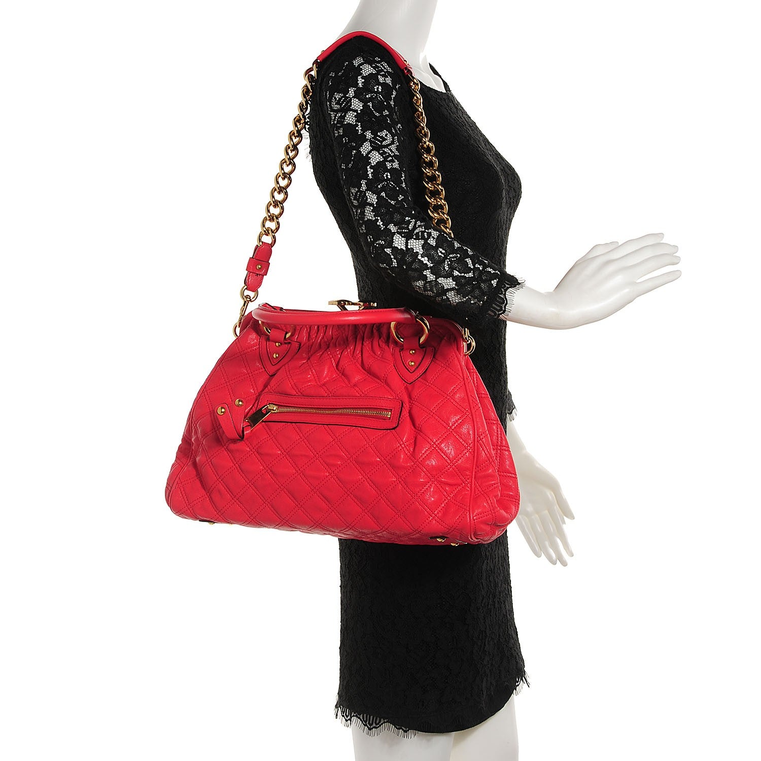 Marc Jacobs Calfskin Quilted Stam Coral 2 of 10