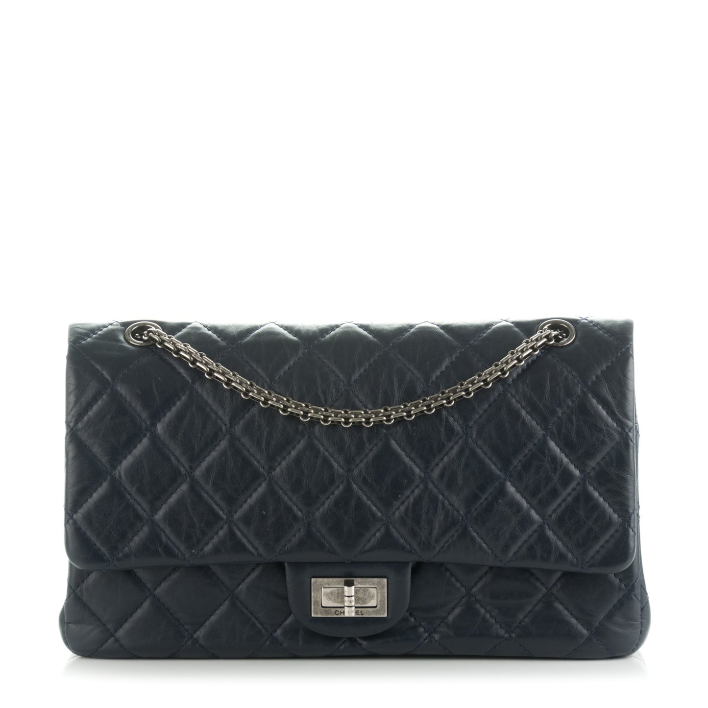 Aged Calfskin Quilted 2.55 Reissue 227 Flap Dark Navy