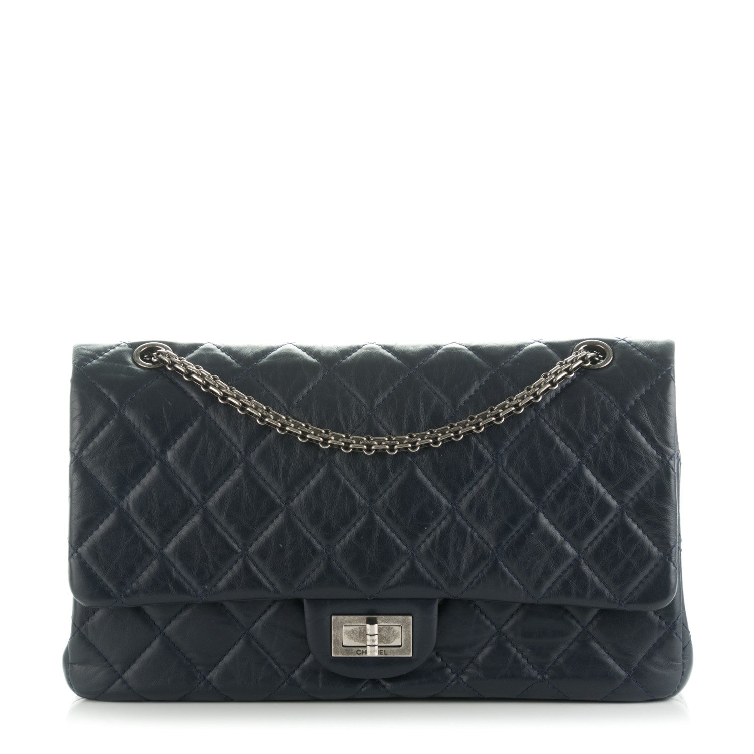 Chanel Aged Calfskin Quilted 2.55 Reissue 227 Flap Dark Navy 1 of 8