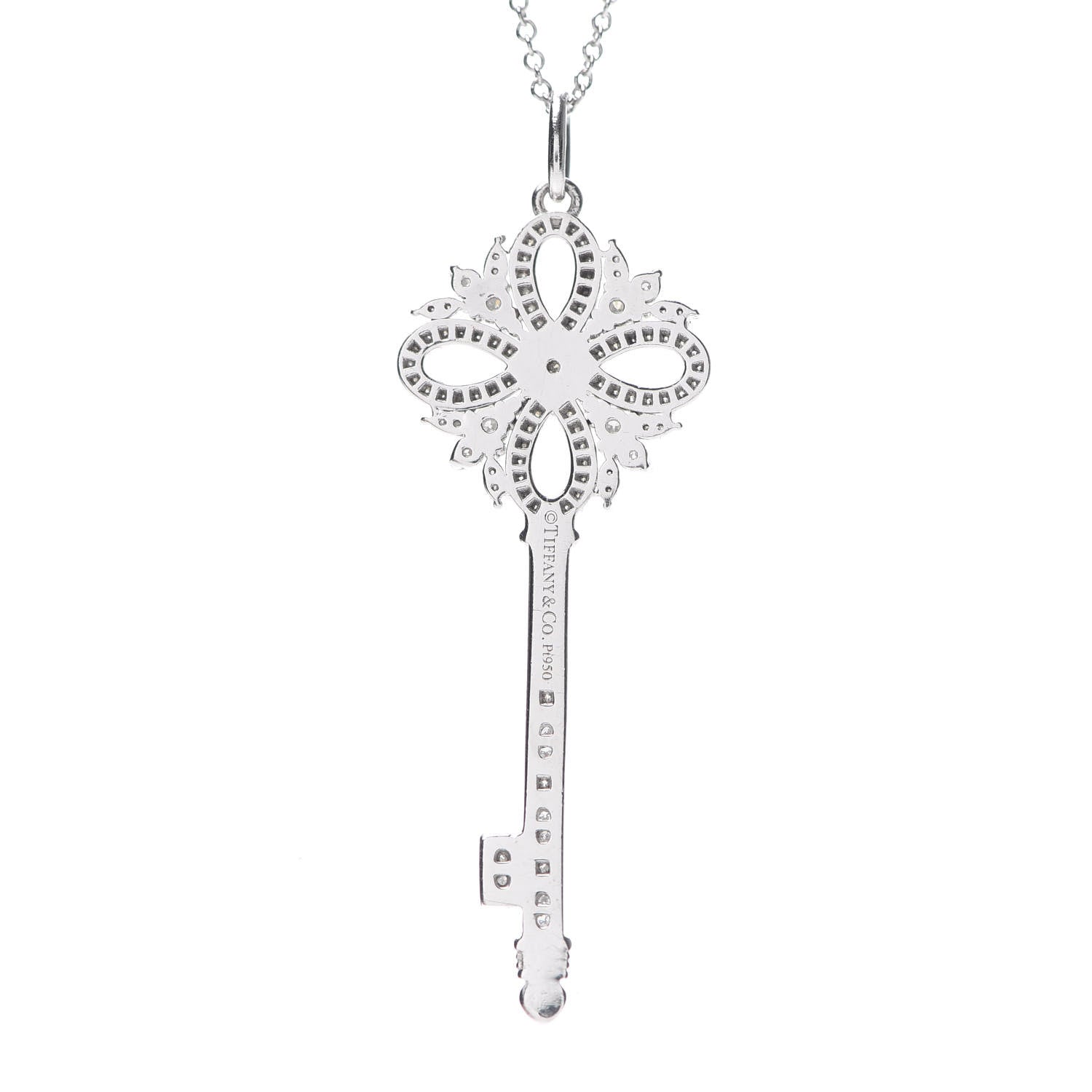 Tiffany Platinum Diamond Victoria Key Pendant Necklace 5 of 7