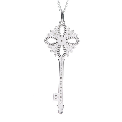 Tiffany Platinum Diamond Victoria Key Pendant Necklace 5 of 7