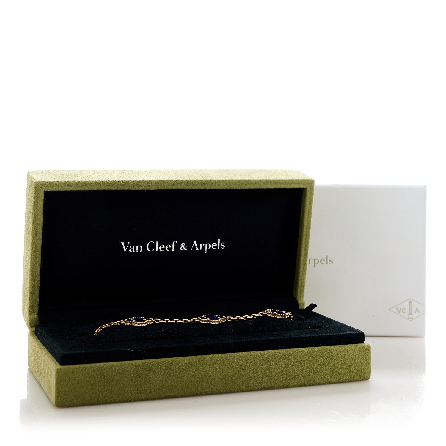 Van Cleef & Arpels 18K Yellow Gold Blue Agate 5 Motifs Vintage Alhambra Bracelet 2 of 5