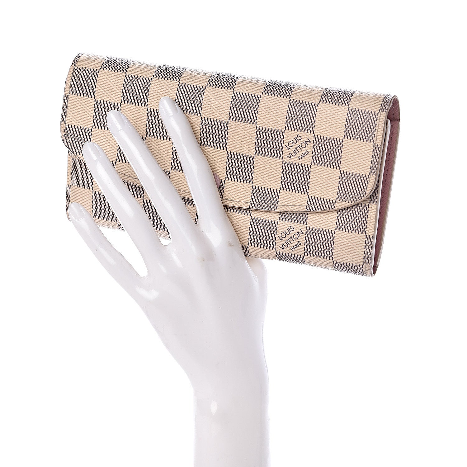Louis Vuitton Damier Azur Emilie Wallet Rose Ballerine 2 of 7