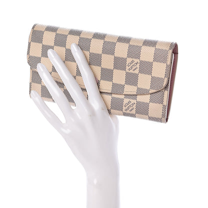 Louis Vuitton Damier Azur Emilie Wallet Rose Ballerine 2 of 7