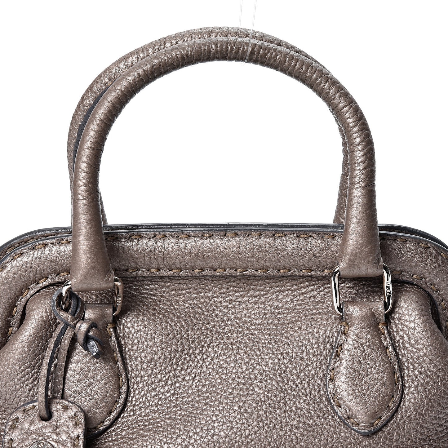 Metallic Calfskin Romano Selleria Mini Adele 1328 Bag Grey