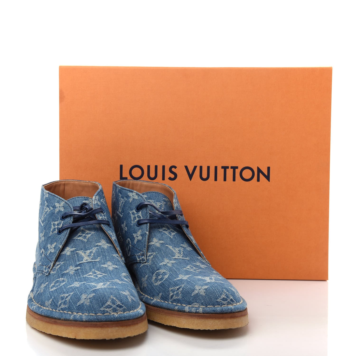 Louis Vuitton Monogram Denim Mens High-Derby Boots 7 Blue 11 of 12