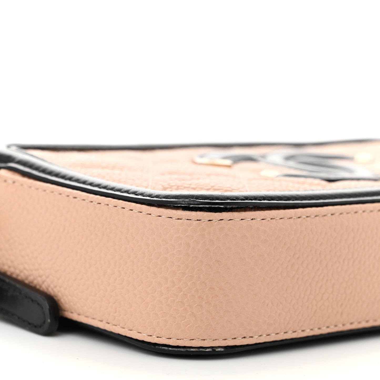 Caviar Quilted CC Filigree Clutch With Chain Beige Black