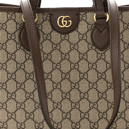 Gucci GG Supreme Monogram Textured Calfskin Small Ophidia Shoulder Tote Bag Beige Ebony New Acero 7 of 10