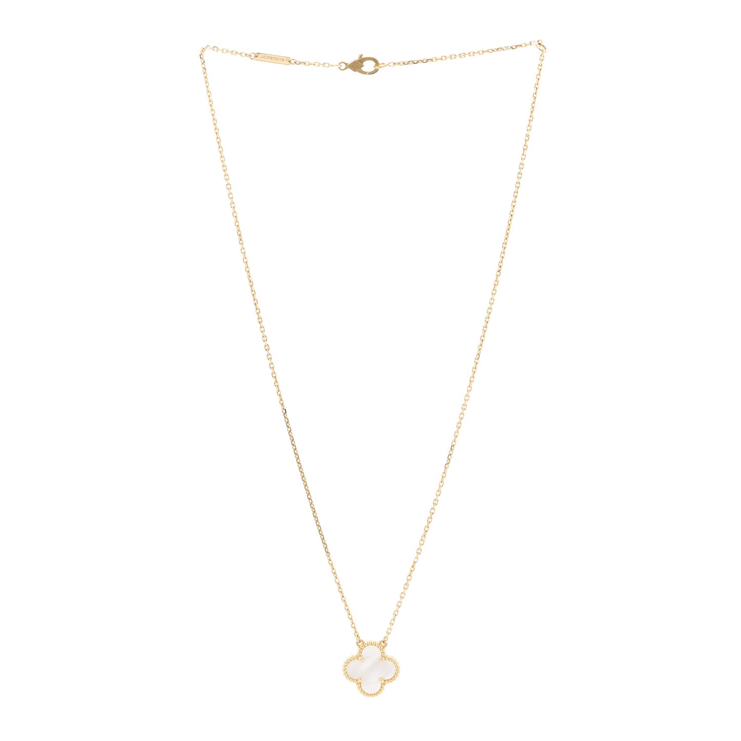 18K Yellow Gold Mother of Pearl Vintage Alhambra Pendant Necklace