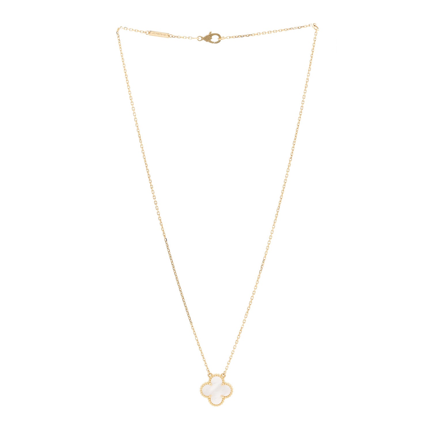 Van Cleef & Arpels 18K Yellow Gold Mother of Pearl Vintage Alhambra Pendant Necklace 3 of 7