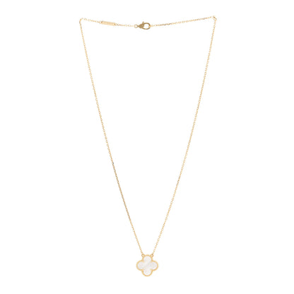 Van Cleef & Arpels 18K Yellow Gold Mother of Pearl Vintage Alhambra Pendant Necklace 3 of 7