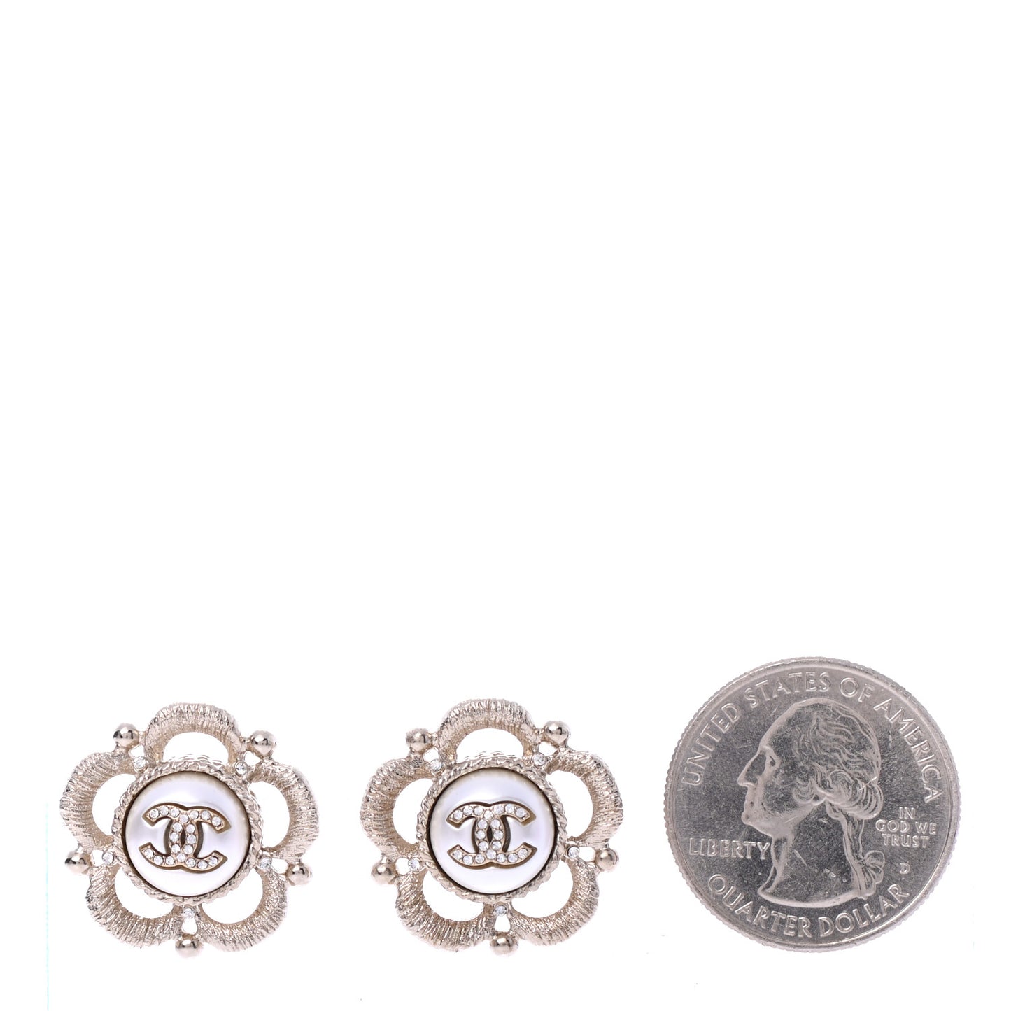 Pearl Crystal CC Earrings Gold