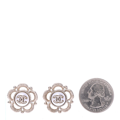 Chanel Pearl Crystal CC Earrings Gold 2 of 3