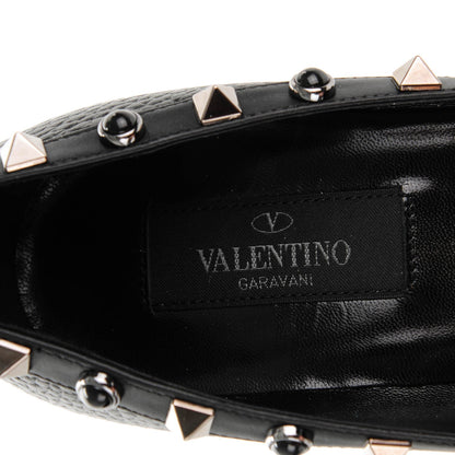 Valentino Garavani Pebbled Calfskin Onyx Rockstud Rolling 100mm Pumps 35.5 Black 7 of 7