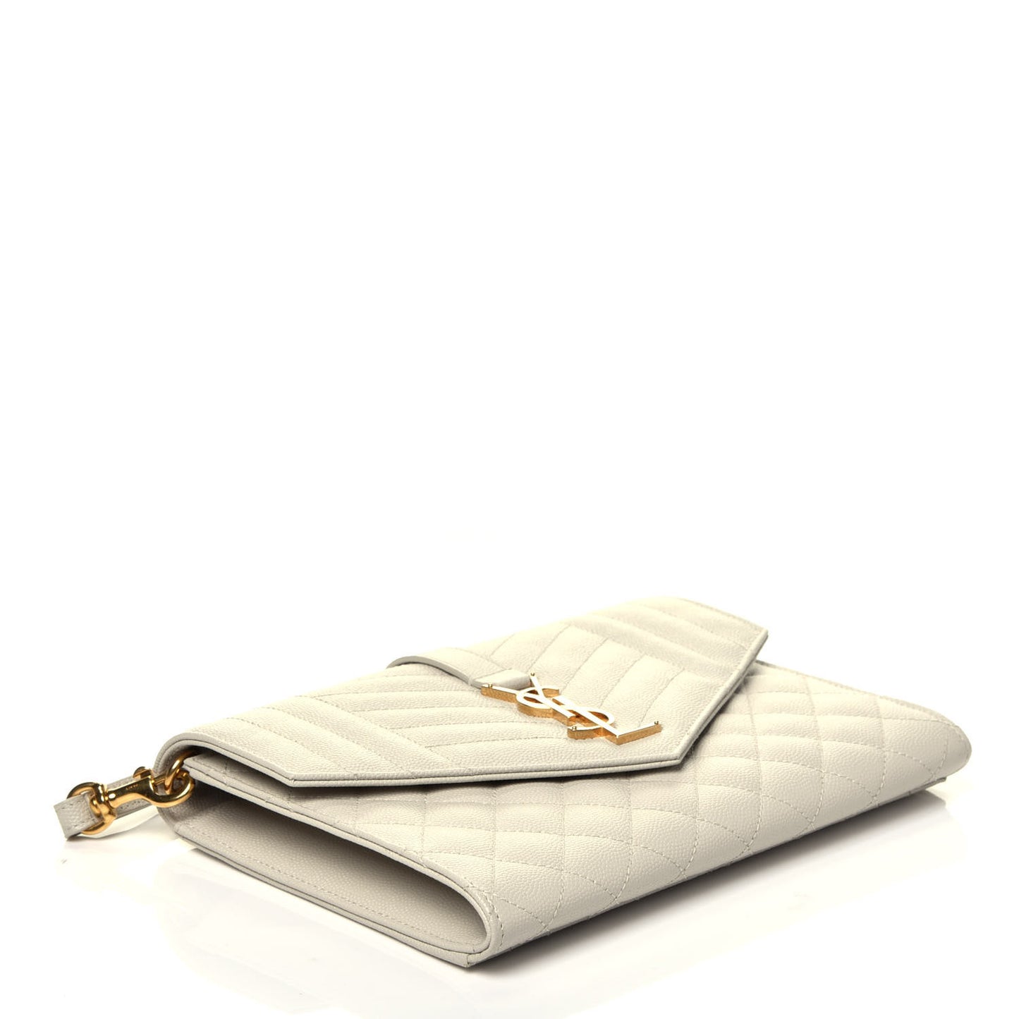 Grain De Poudre Textured Mixed Matelasse Triquilt Monogram Clutch Blanc Vintage