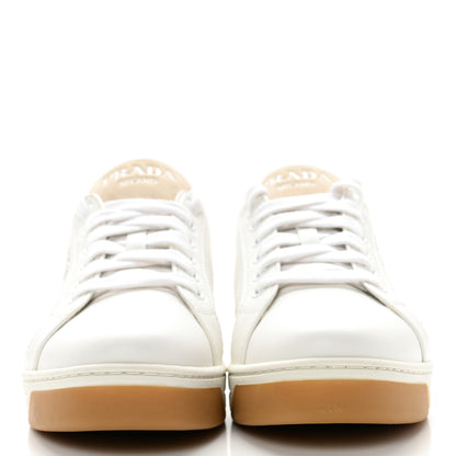 Prada Vitello Soft Suede Low Top Sneakers 36.5 White Sabbia 2 of 10