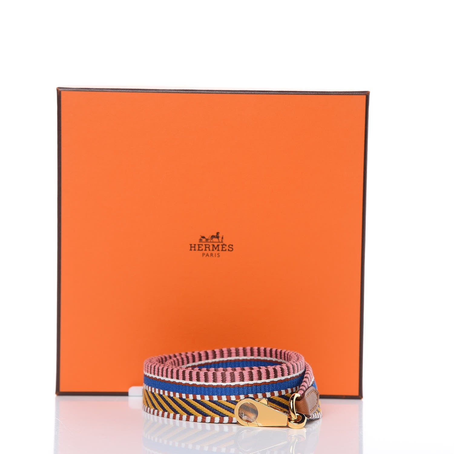 Hermes Toile Swift 25mm Sangle Cavale Shoulder Strap Amber Rose Ete Gold 5 of 5