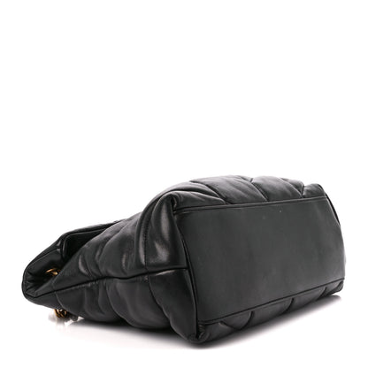 Saint Laurent Lambskin Quilted Medium Loulou Puffer Monogram Chain Satchel Black 4 of 12