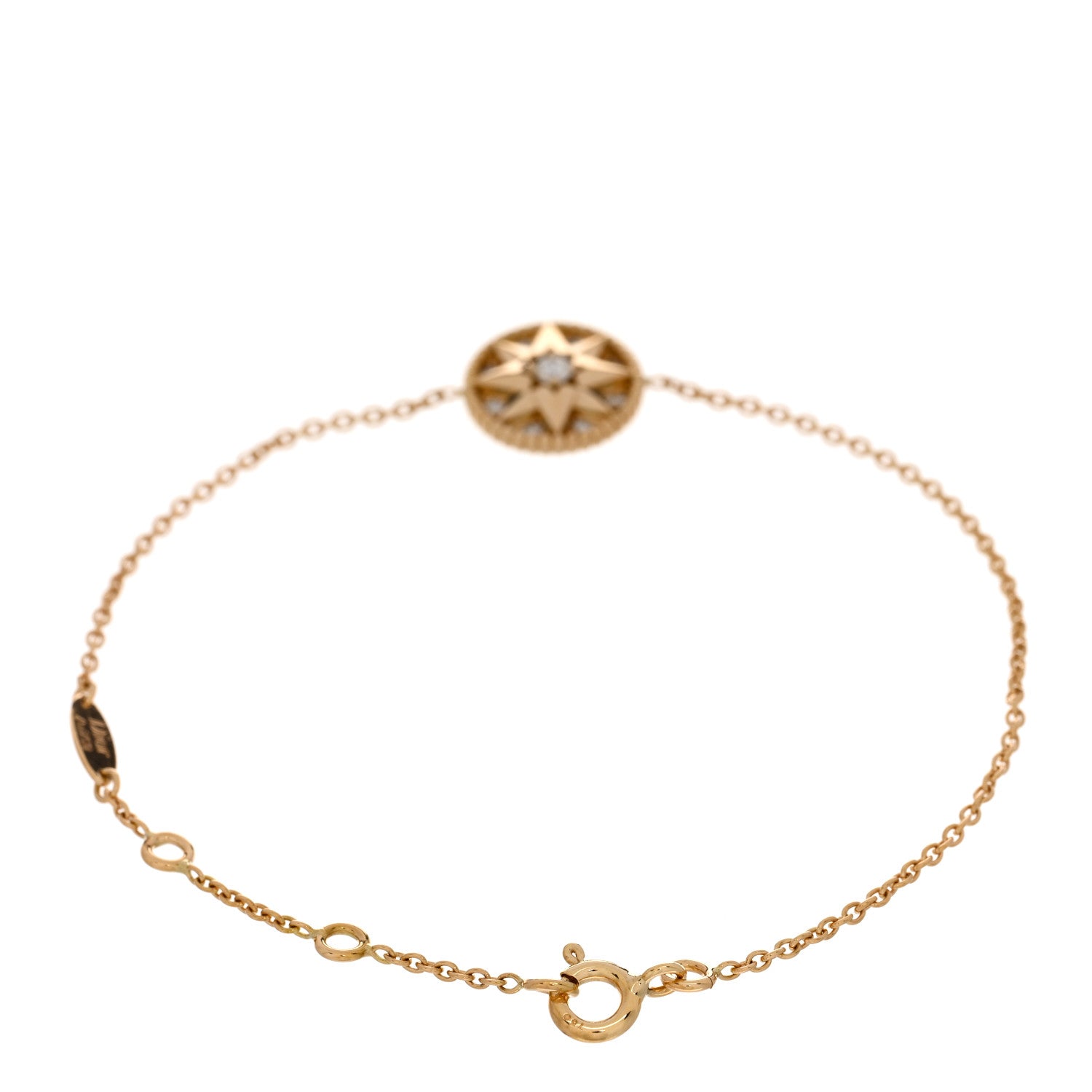 Christian Dior 18K Yellow Gold Pave Diamond Rose Des Vents Bracelet 2 of 5