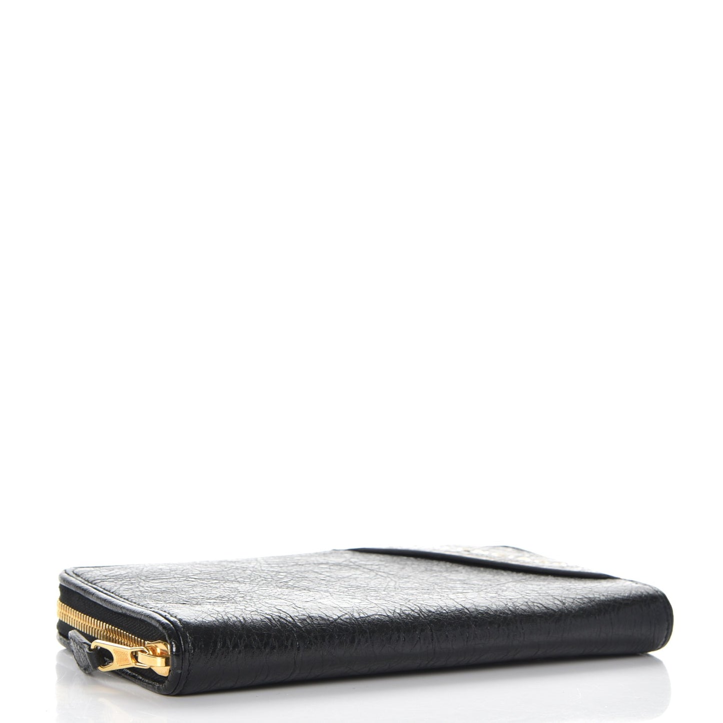Agneau Blanket Continental Zip Around Wallet Black