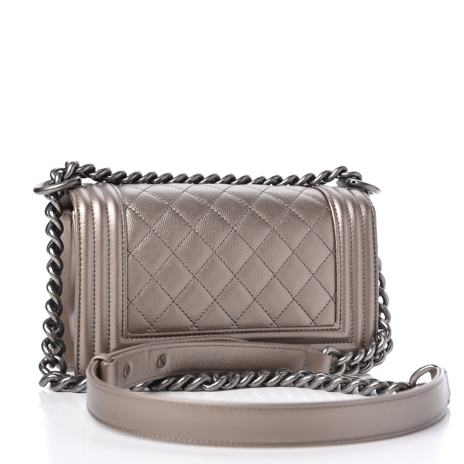Chanel Metallic Caviar Quilted Small Boy Flap Bronze 3 of 10