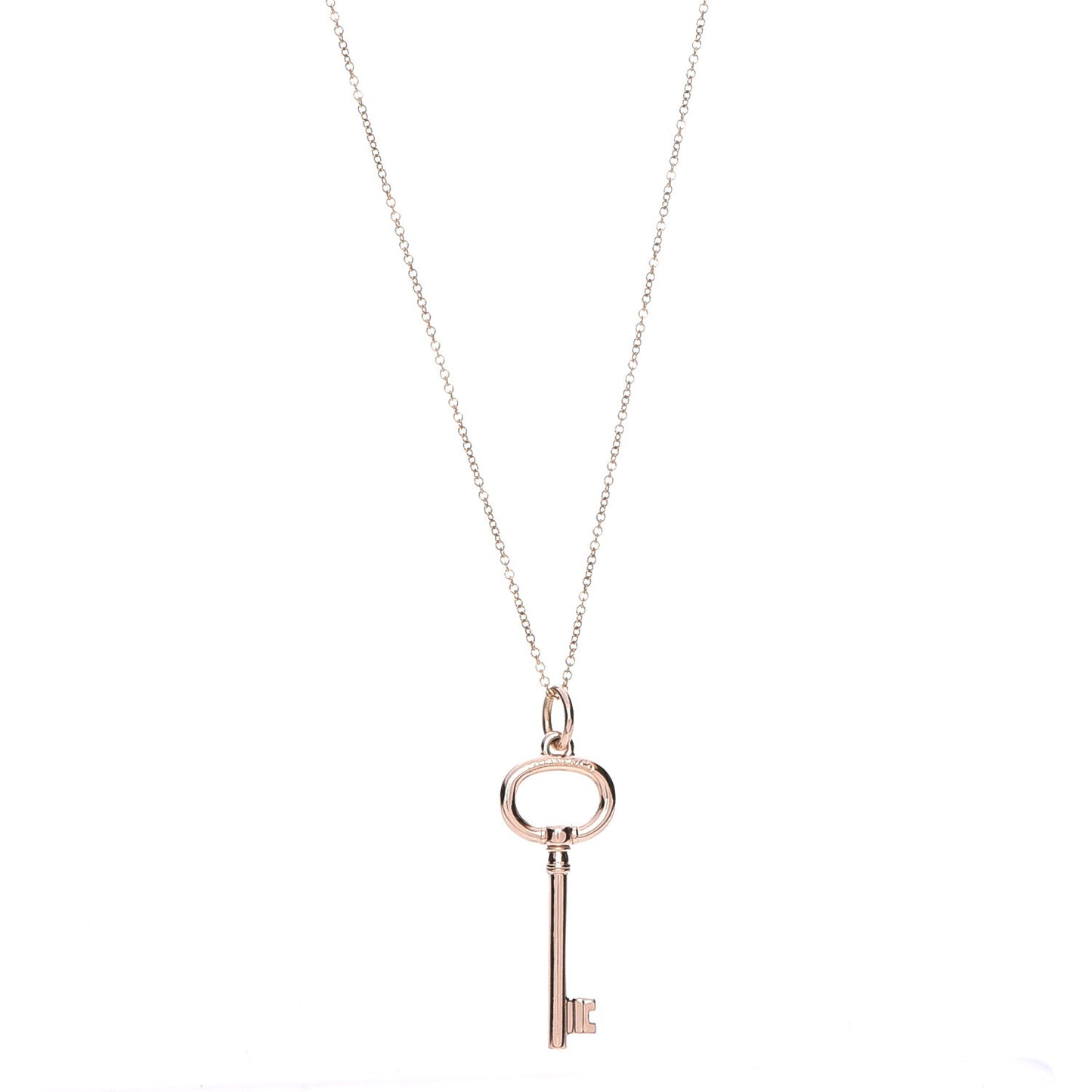 18K Rose Gold Small Oval Key Pendant Necklace