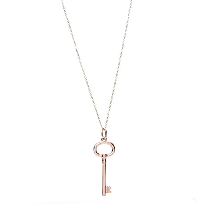 Tiffany 18K Rose Gold Small Oval Key Pendant Necklace 1 of 7