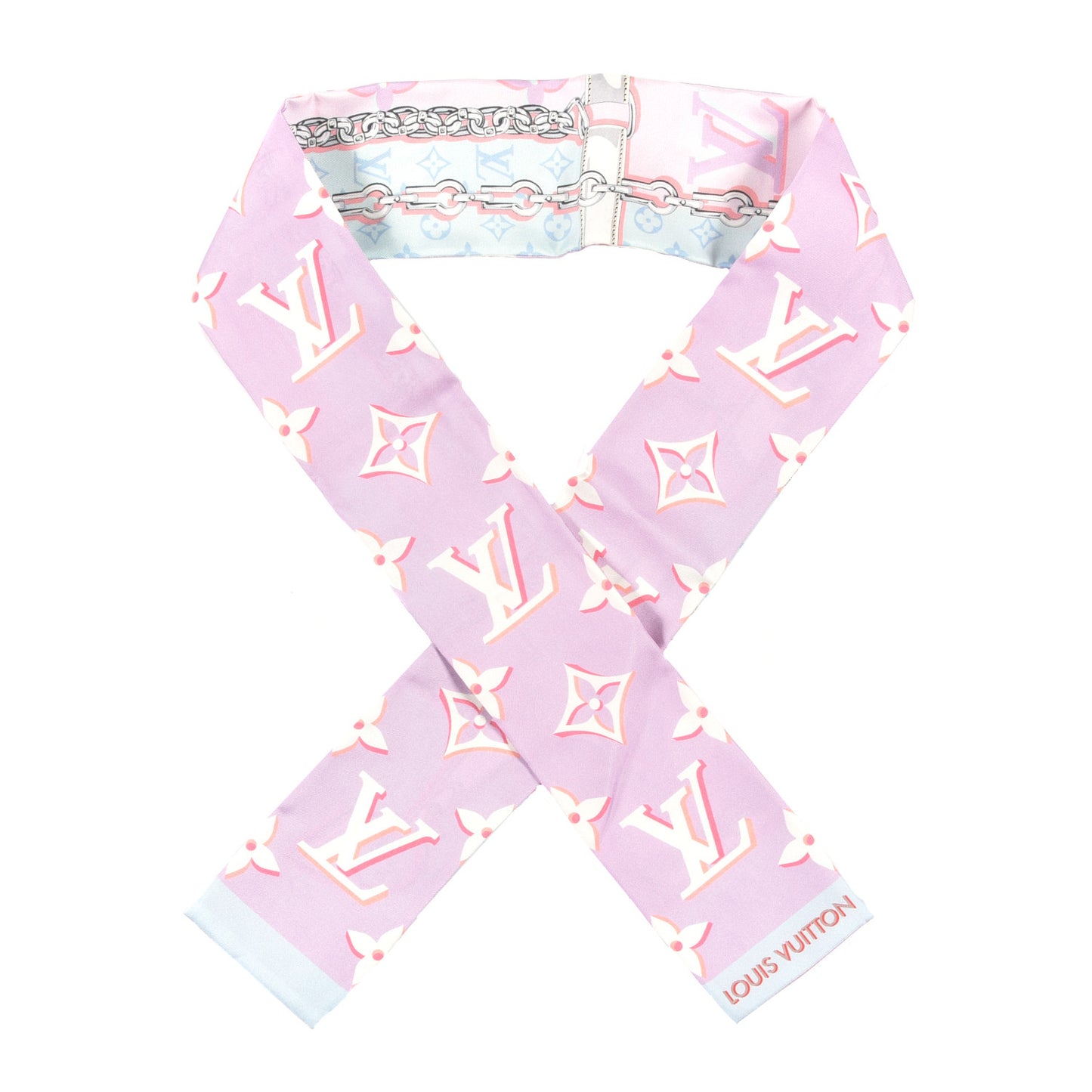 Silk Monogram Escale Perfect Match Bandeau Bleu Rose