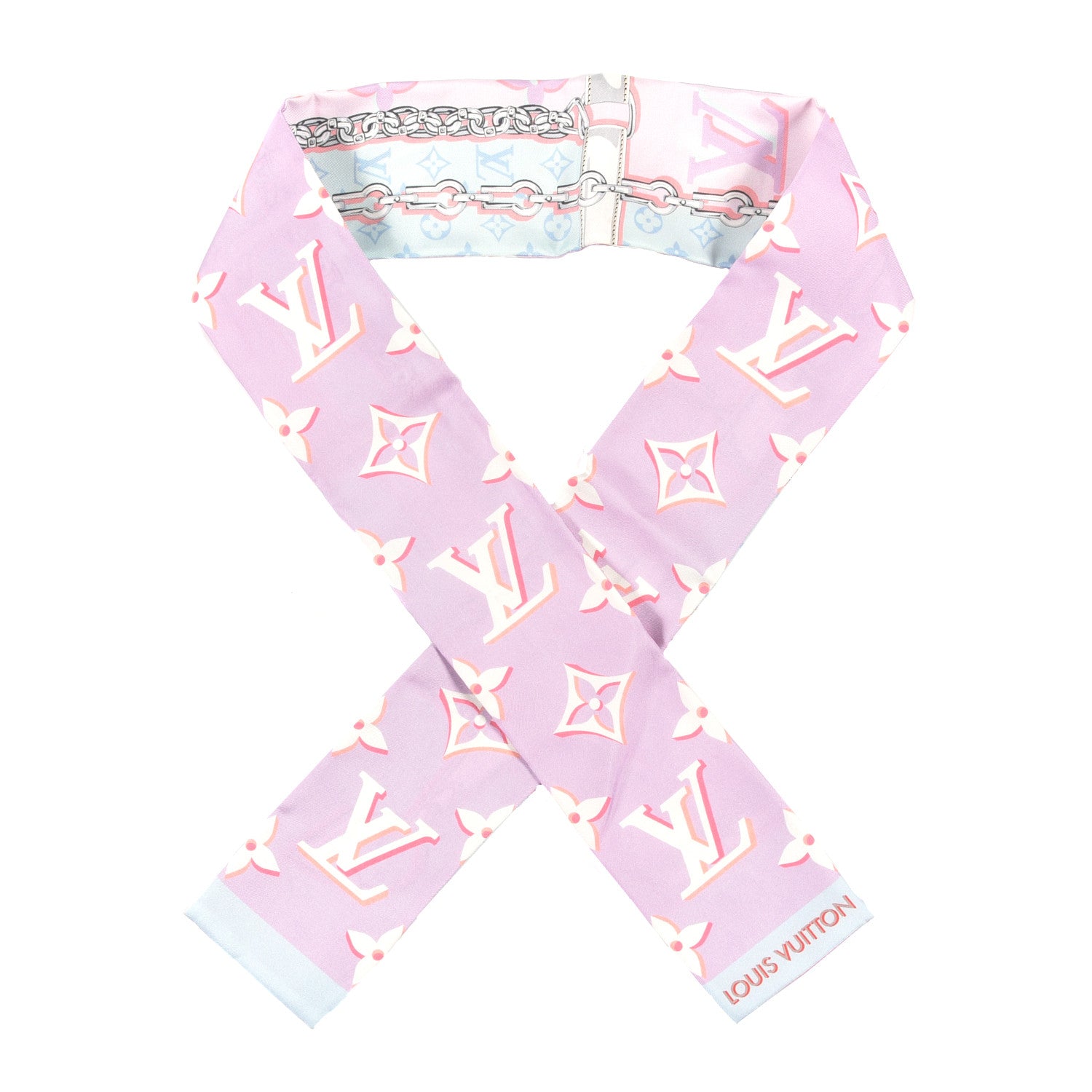 Louis Vuitton Silk Monogram Escale Perfect Match Bandeau Bleu Rose 1 of 3