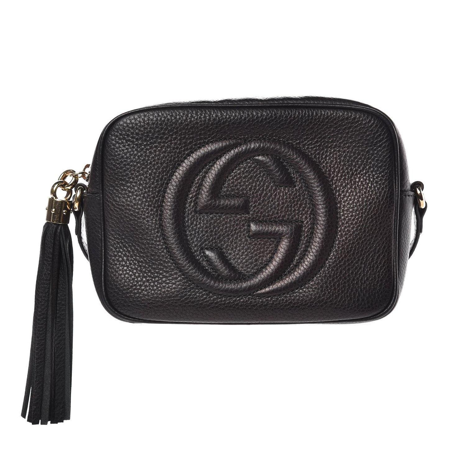 Pebbled Calfskin Small Soho Disco Bag Black