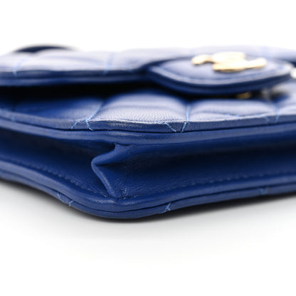 Chanel Lambskin Quilted Top Handle Flap Coin Purse With Chain Blue 10 of 12