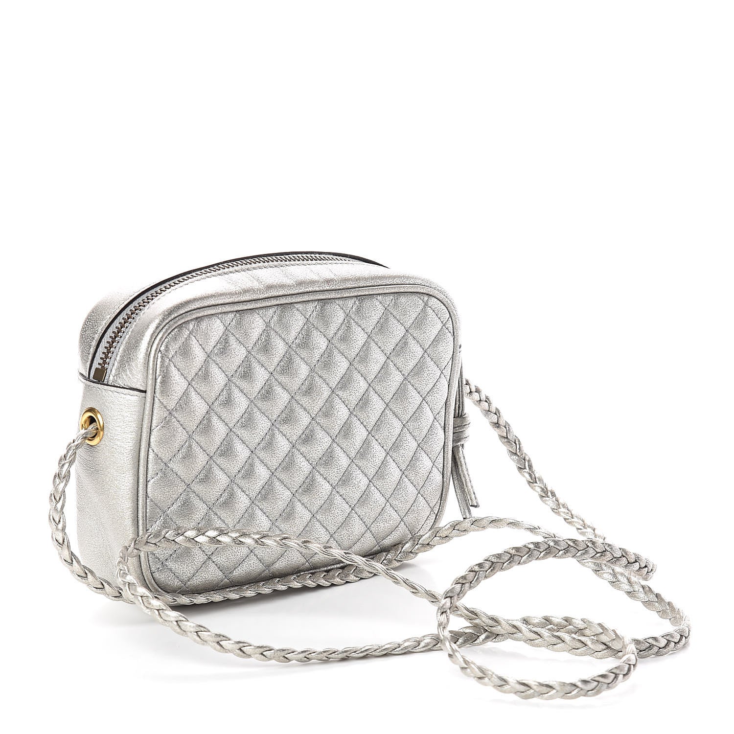 Gucci Laminated Nappa Web Trapuntata Mini GG Shoulder Bag Argento 3 of 9