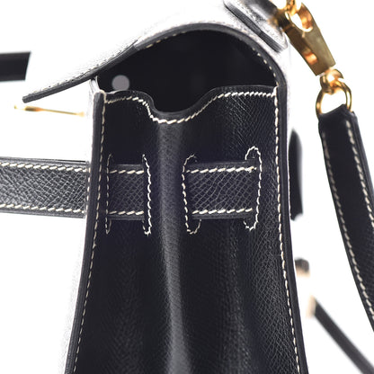 Hermes Veau Grain Lisse Kelly Sellier 32 Black 26 of 33