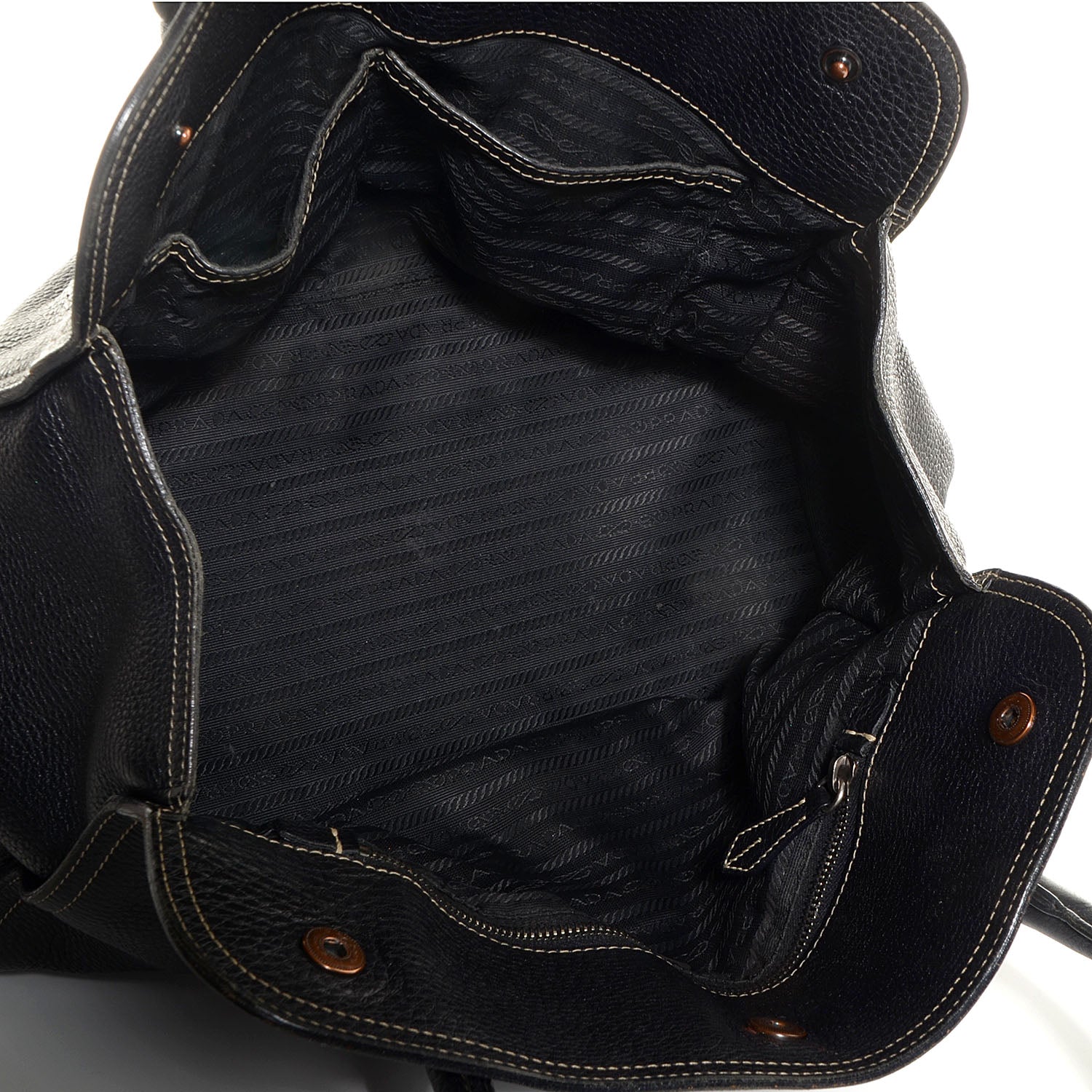 Prada Vitello Daino Double Handle Tote Nero Black 5 of 9