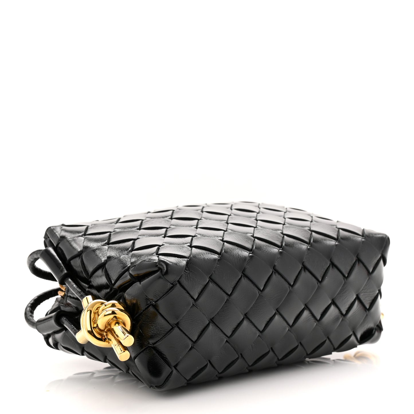 Polished Nappa Intrecciato Knot Mini Loop Camera Bag Black