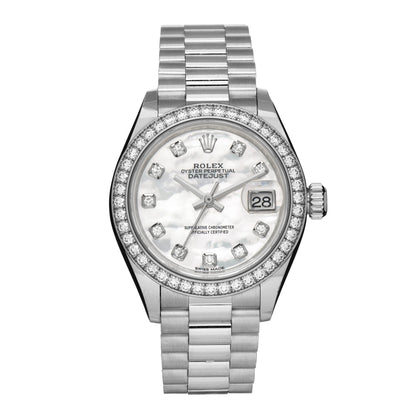 Rolex Platinum Diamond Mother of Pearl 28mm Oyster Perpetual Datejust Watch 279136RBR 1 of 5