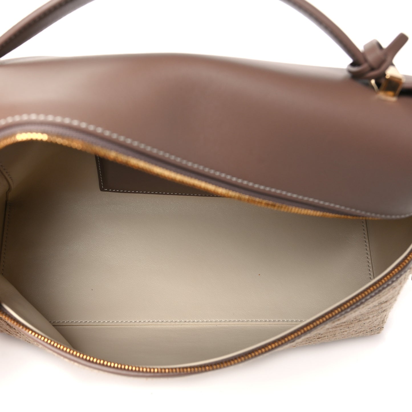 Calfskin Cotton Linen L27 Extra Pocket Bag Natural Light Beige