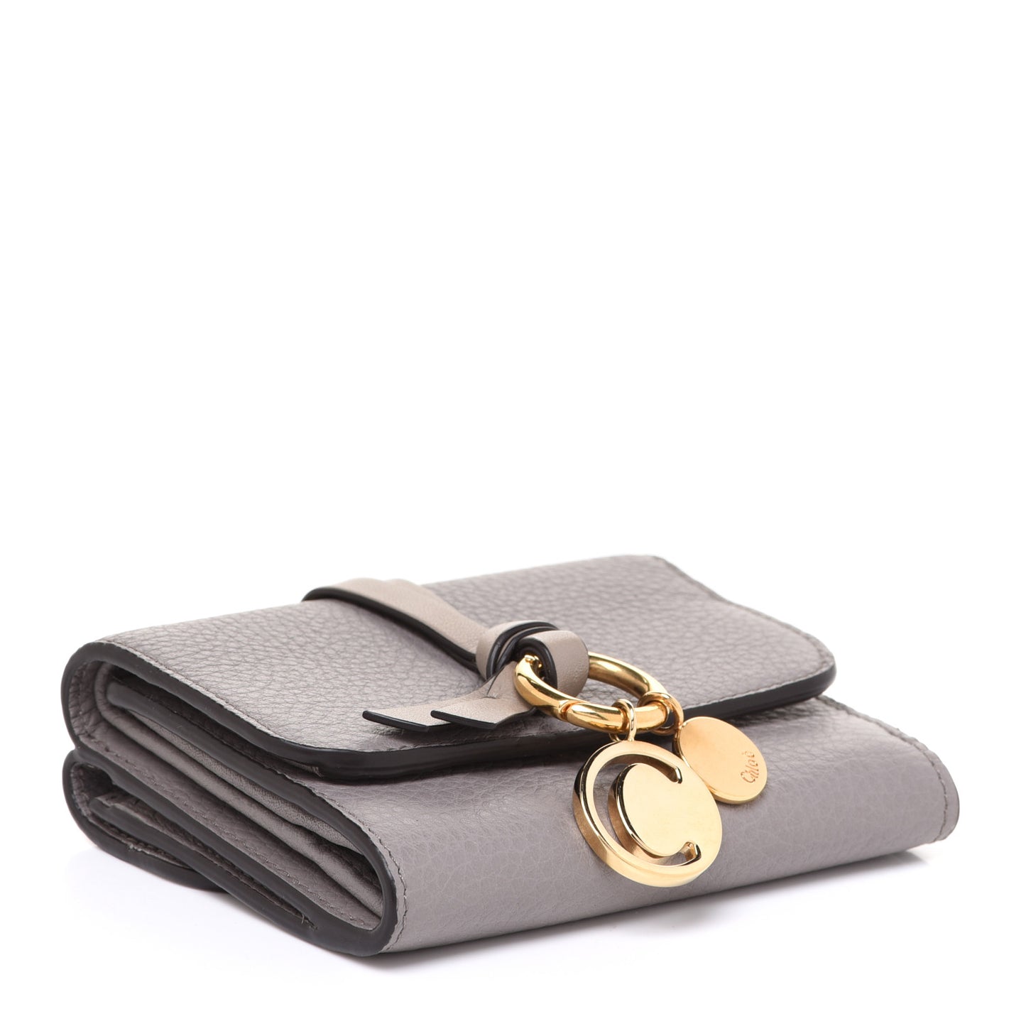 Calfskin Alphabet Trifold Wallet Cashmere Grey