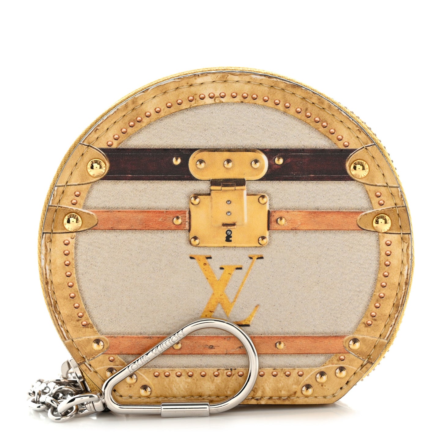 Transformed Monogram Time Trunks Micro Boite Chapeau Coin Purse Beige