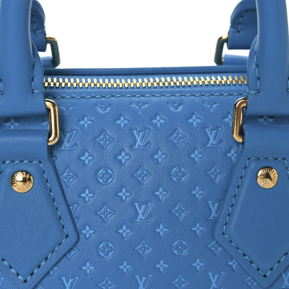 Louis Vuitton Calfskin Nanogram Embossed Speedy Bandouliere 20 Blue 7 of 9