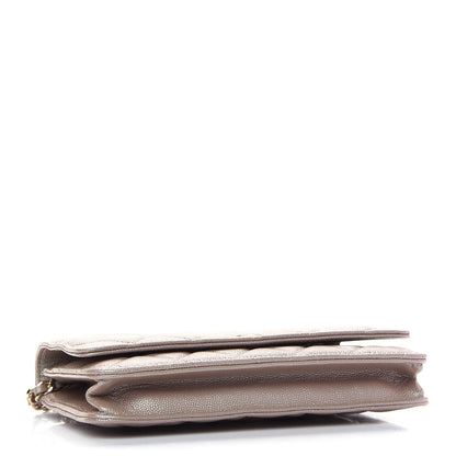 Chanel Iridescent Caviar Quilted Wallet On Chain WOC Beige 4 of 10
