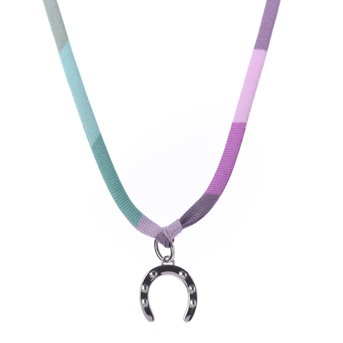 Palladium Silk Horseshoe Pendant Necklace Multicolor