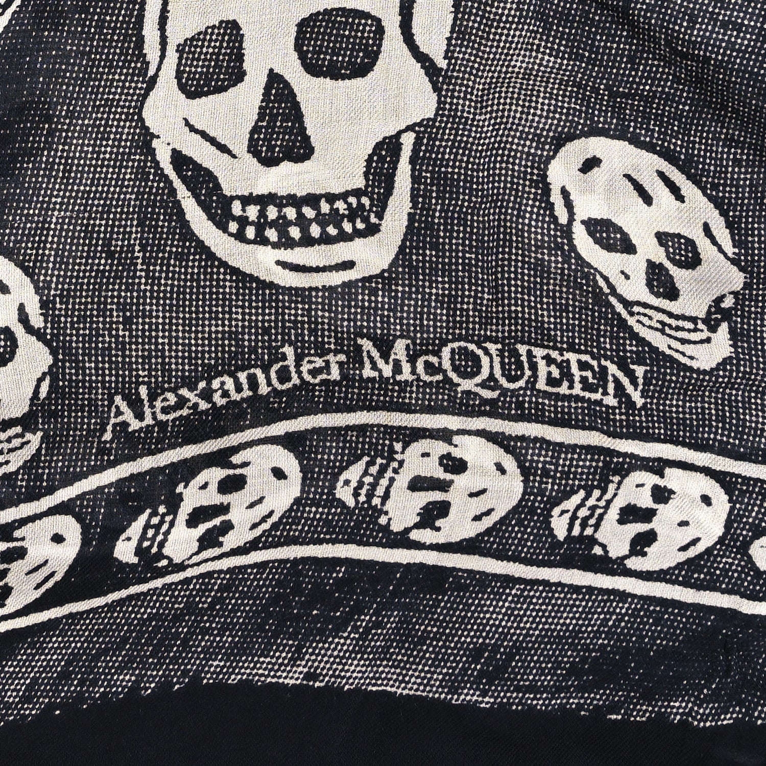 Alexander McQueen Silk Chiffon Punk Skull Scarf Black Ivory 3 of 3